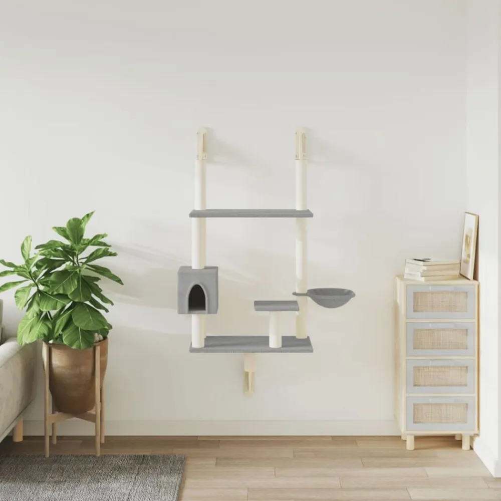 vidaXL Árbol rascador para gatos de pared 153 cm Gris claro Best