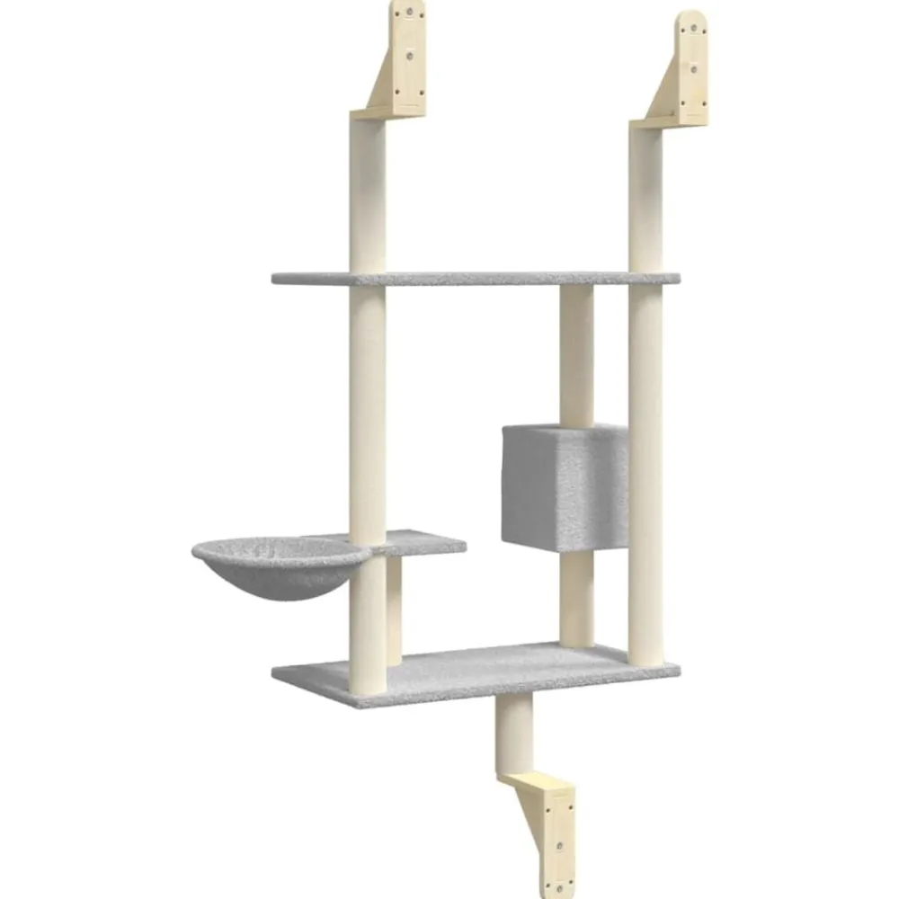 vidaXL Árbol rascador para gatos de pared 153 cm Gris claro Best