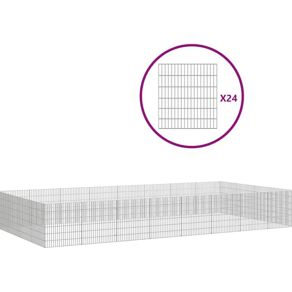 vidaXL Productos Para Mascotas-Recinto corral animales 24 paneles hierro galvanizado 54x60 cm