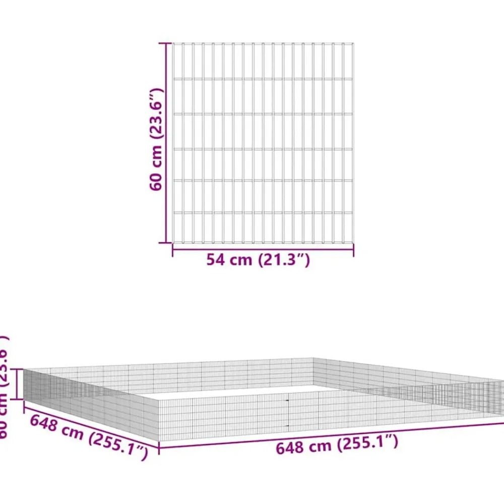 vidaXL Productos Para Mascotas-Recinto corral animales 48 paneles hierro galvanizado 54x60 cm