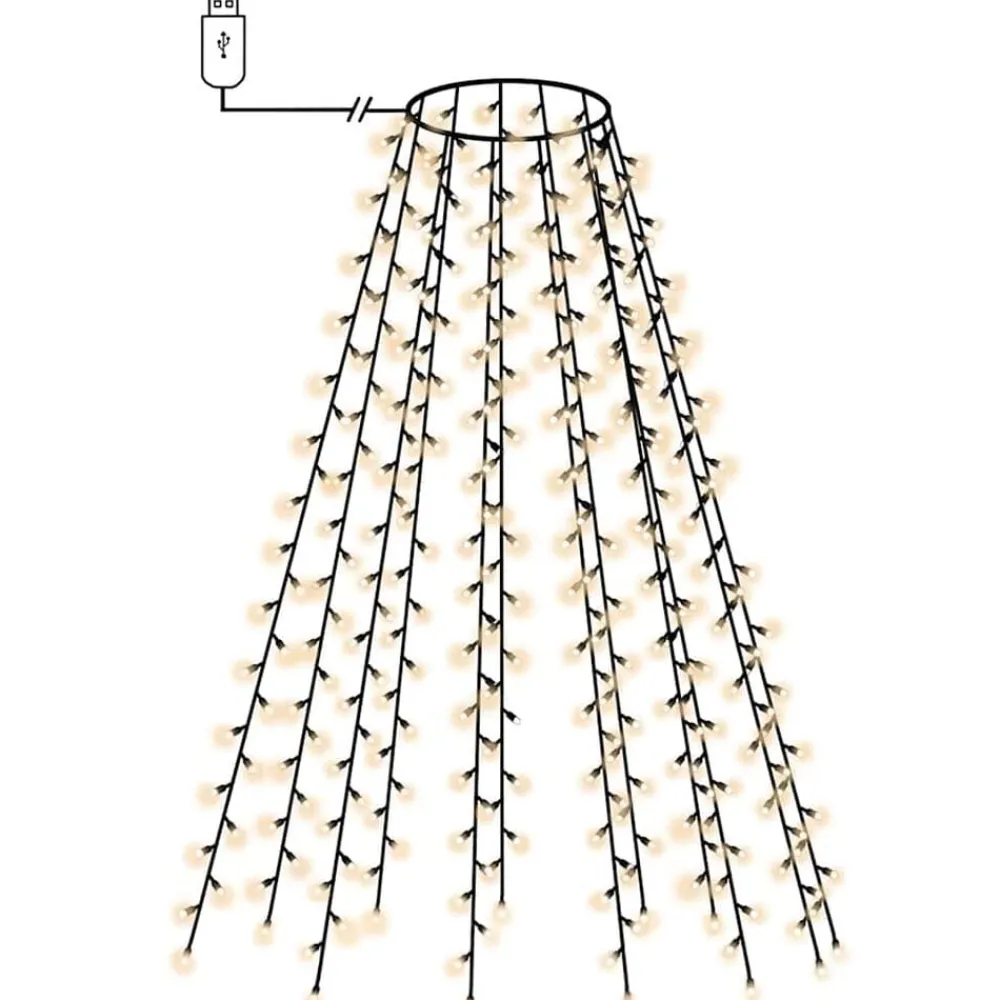 vidaXL Iluminación-Red de luces de árbol de Navidad 150 LEDs blanco frío 150 cm