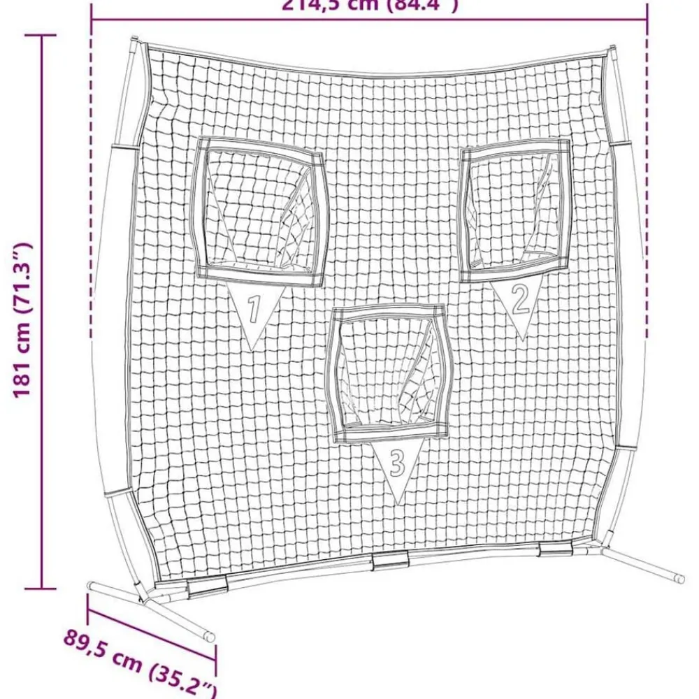 vidaXL Red de práctica de béisbol Negro 214,5 x 89,5 x 181 cm Clearance