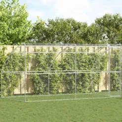 vidaXL Productos Para Mascotas-Refugio para perros 2 pcs Plateado 4 x 2 x 2 m