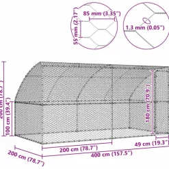 vidaXL Productos Para Mascotas-Refugio para perros 2 pcs Plateado 4 x 2 x 2 m
