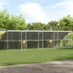 vidaXL Productos Para Mascotas-Refugio para perros 4 pcs Plateado 8 x 2 x 2 m