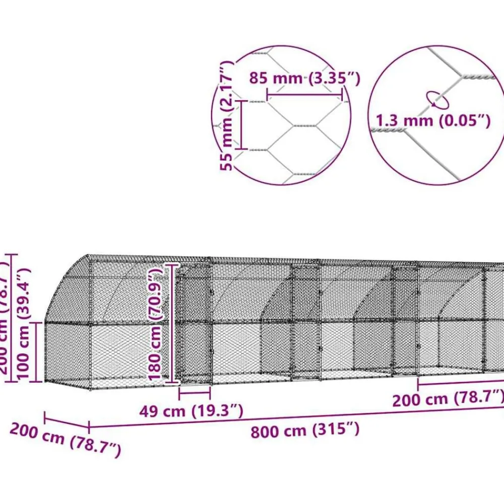 vidaXL Refugio para perros 4 pcs Plateado 8 x 2 x 2 m Sale