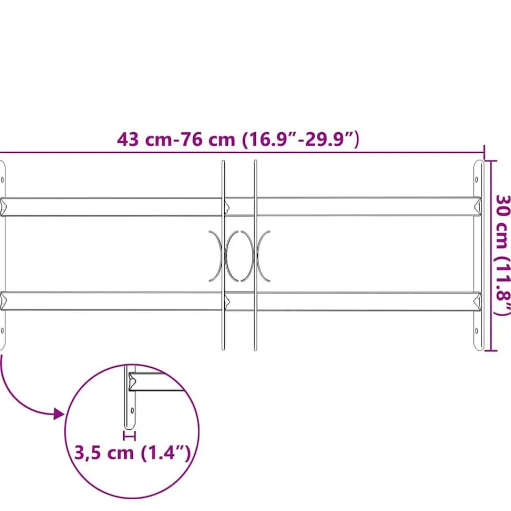 vidaXL Reja de seguridad ajustable ventana con 2 barras 500-650 mm Outlet