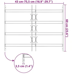 vidaXL Materiales De Construcción-Reja de seguridad ajustable ventana con 4 barras 500-650 mm