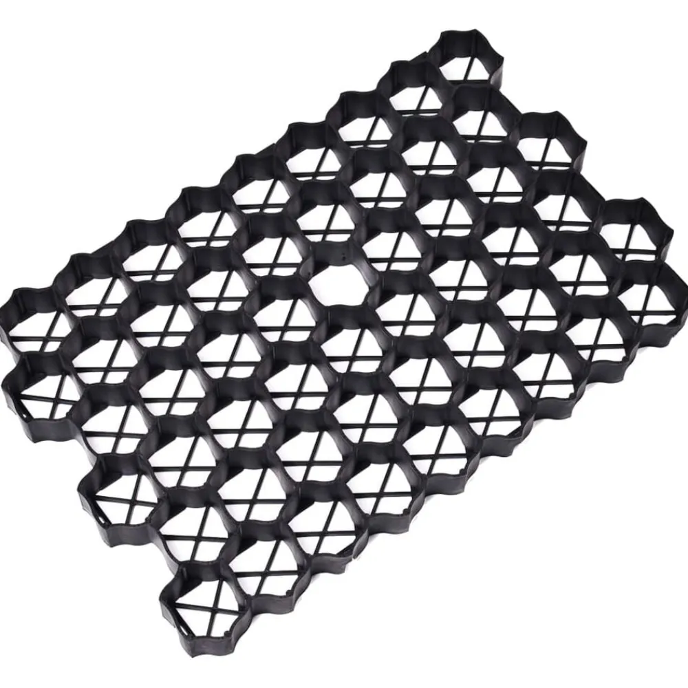 vidaXL Rejillas para césped 16 unidades plástico 60x40x3 cm Negro