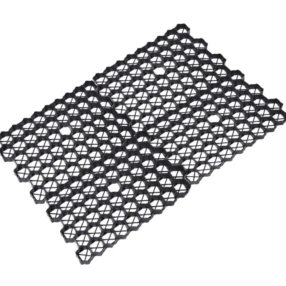 vidaXL Rejillas para césped 16 unidades plástico 60x40x3 cm Negro