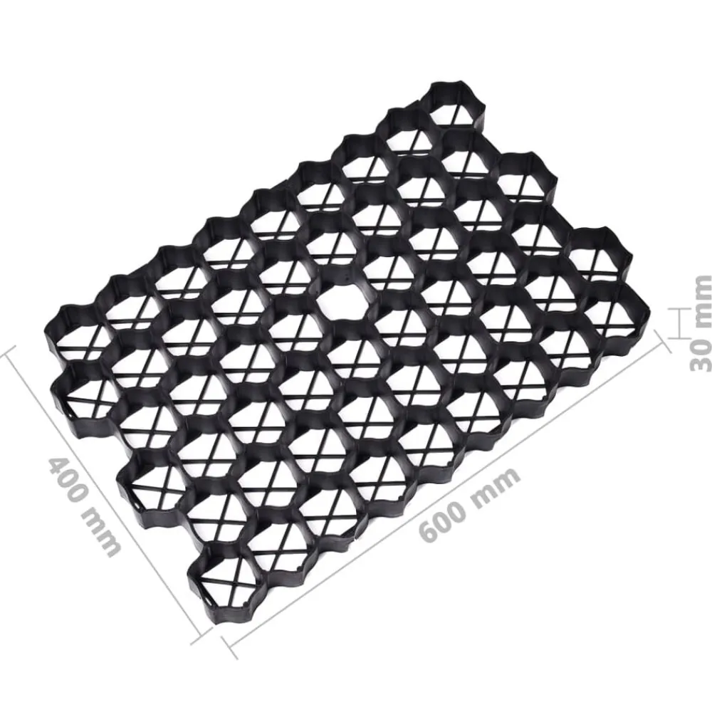 vidaXL Rejillas para césped 16 unidades plástico 60x40x3 cm Negro