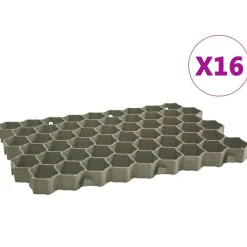 vidaXL Materiales De Construcción-Rejillas para césped 16 unidades plástico 60x40x3 cm