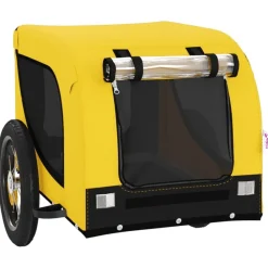 vidaXL Remolque bicicleta mascotas hierro tela Oxford negro Amarillo Outlet