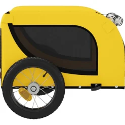 vidaXL Remolque bicicleta mascotas hierro tela Oxford negro Amarillo Outlet