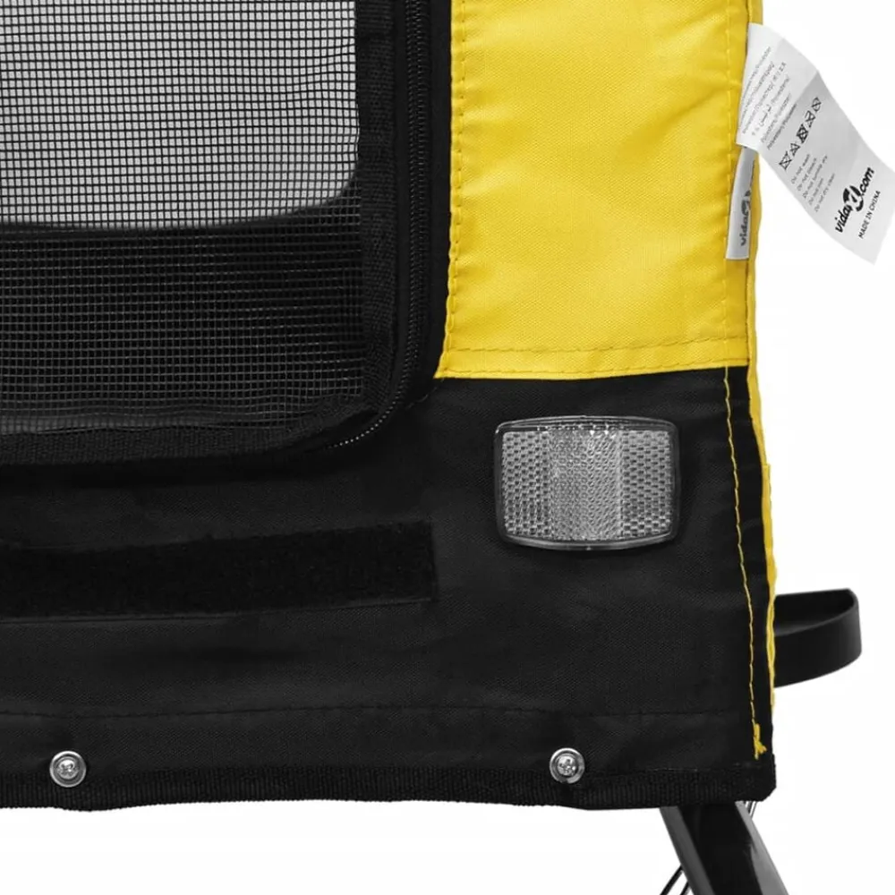 vidaXL Remolque bicicleta mascotas hierro tela Oxford negro Amarillo Outlet