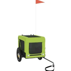 vidaXL Remolque de bicicleta mascotas hierro tela Oxford negro Verde Discount