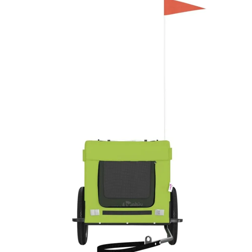 vidaXL Remolque de bicicleta mascotas hierro tela Oxford negro Verde Discount