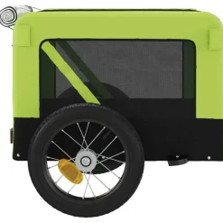 vidaXL Remolque de bicicleta mascotas hierro tela Oxford negro Verde Discount