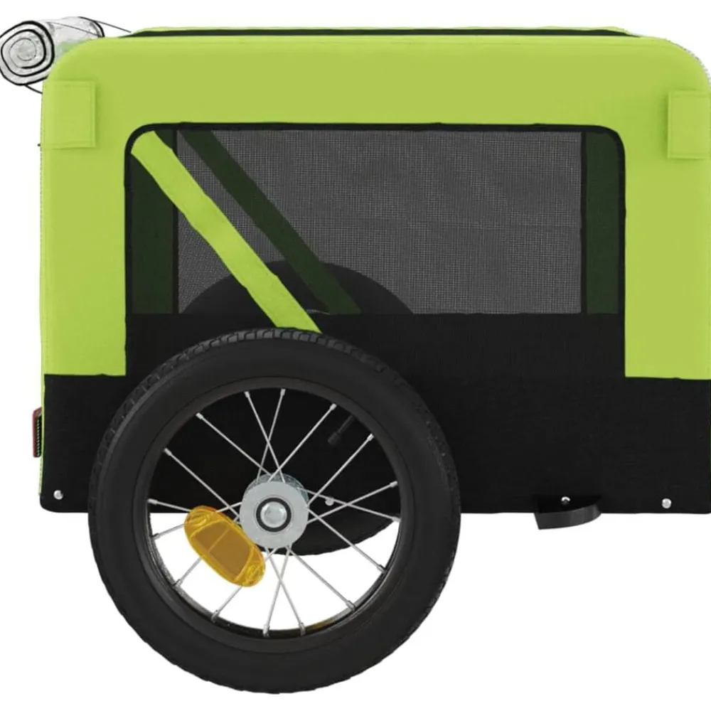 vidaXL Remolque de bicicleta mascotas hierro tela Oxford negro Verde Discount