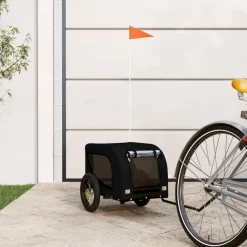vidaXL Remolque de bicicleta mascotas hierro tela Oxford Negro Hot