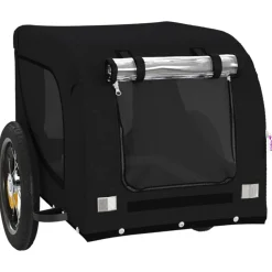 vidaXL Remolque de bicicleta mascotas hierro tela Oxford Negro Hot