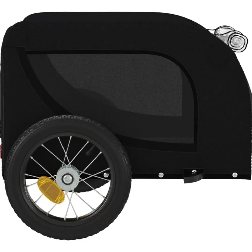 vidaXL Remolque de bicicleta mascotas hierro tela Oxford Negro Hot