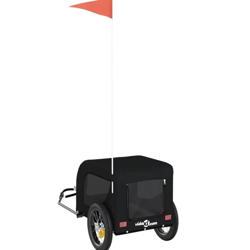 vidaXL Remolque de bicicleta mascotas hierro tela Oxford Negro Hot