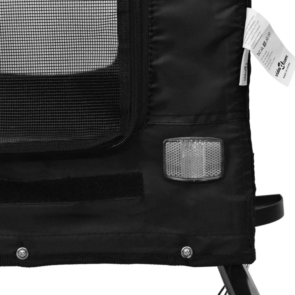 vidaXL Remolque de bicicleta mascotas hierro tela Oxford Negro Hot
