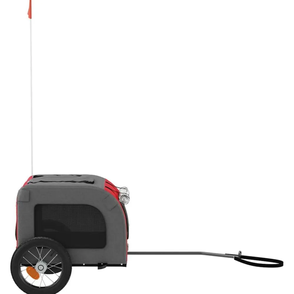 vidaXL Remolque de bicicleta mascotas hierro tela Oxford gris Rojo Outlet