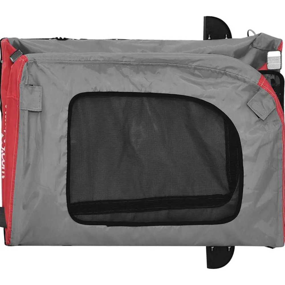 vidaXL Remolque de bicicleta mascotas hierro tela Oxford gris Rojo Outlet