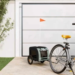 vidaXL Remolque de bicicleta mascotas hierro tela Oxford negro Gris Outlet