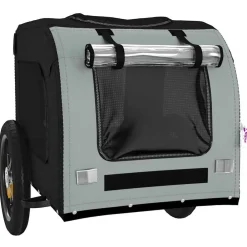 vidaXL Remolque de bicicleta mascotas hierro tela Oxford negro Gris Outlet