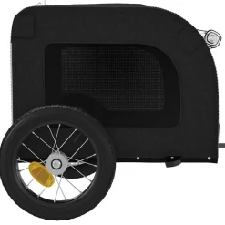 vidaXL Remolque de bicicleta mascotas hierro tela Oxford negro Gris Outlet
