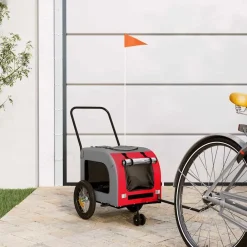 vidaXL Productos Para Mascotas-Remolque de bicicleta para mascotas y gris
