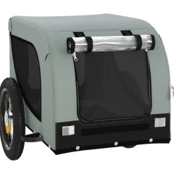 vidaXL Remolque de bicicleta mascotas hierro tela Oxford negro Gris Sale