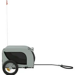vidaXL Remolque de bicicleta mascotas hierro tela Oxford negro Gris Sale