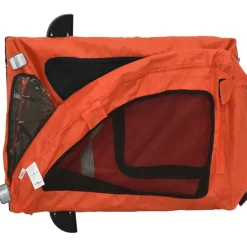vidaXL Remolque de bicicleta mascotas hierro tela Oxford Naranja Sale