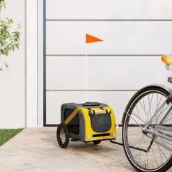 vidaXL Productos Para Mascotas-Remolque de bicicleta mascotas hierro tela Oxford gris