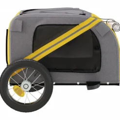 vidaXL Productos Para Mascotas-Remolque de bicicleta mascotas hierro tela Oxford gris