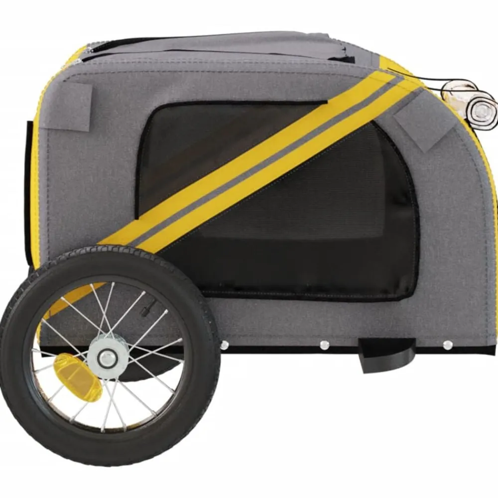 vidaXL Productos Para Mascotas-Remolque de bicicleta mascotas hierro tela Oxford gris