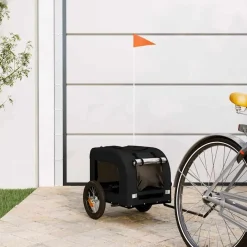 vidaXL Remolque de bicicleta mascotas hierro tela Oxford Negro Clearance