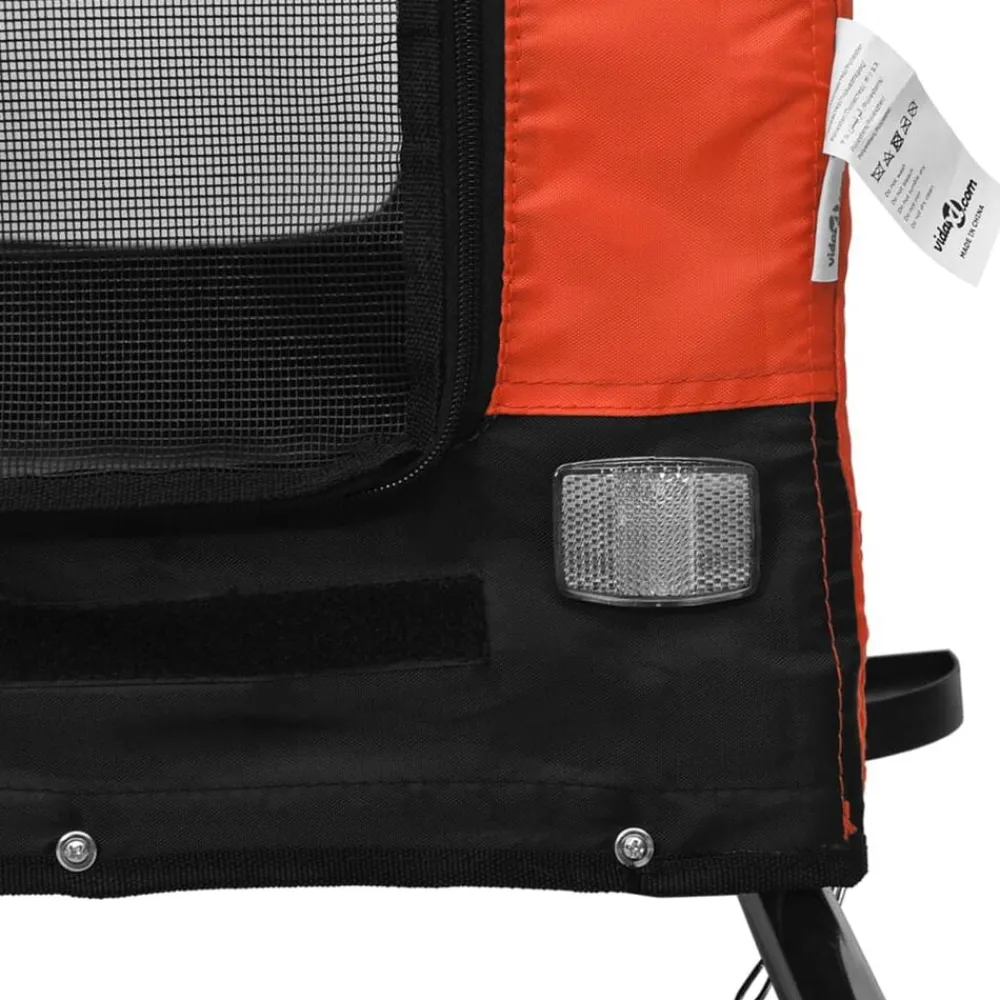 vidaXL Remolque de bicicleta mascotas hierro tela Oxford naranja negro Naranja y negro Discount