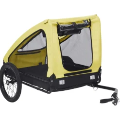 vidaXL Remolque de bicicleta para mascotas Amarillo y negro Best