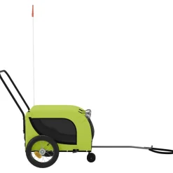 vidaXL Productos Para Mascotas-Remolque de bicicleta mascotas hierro tela Oxford verde negro
