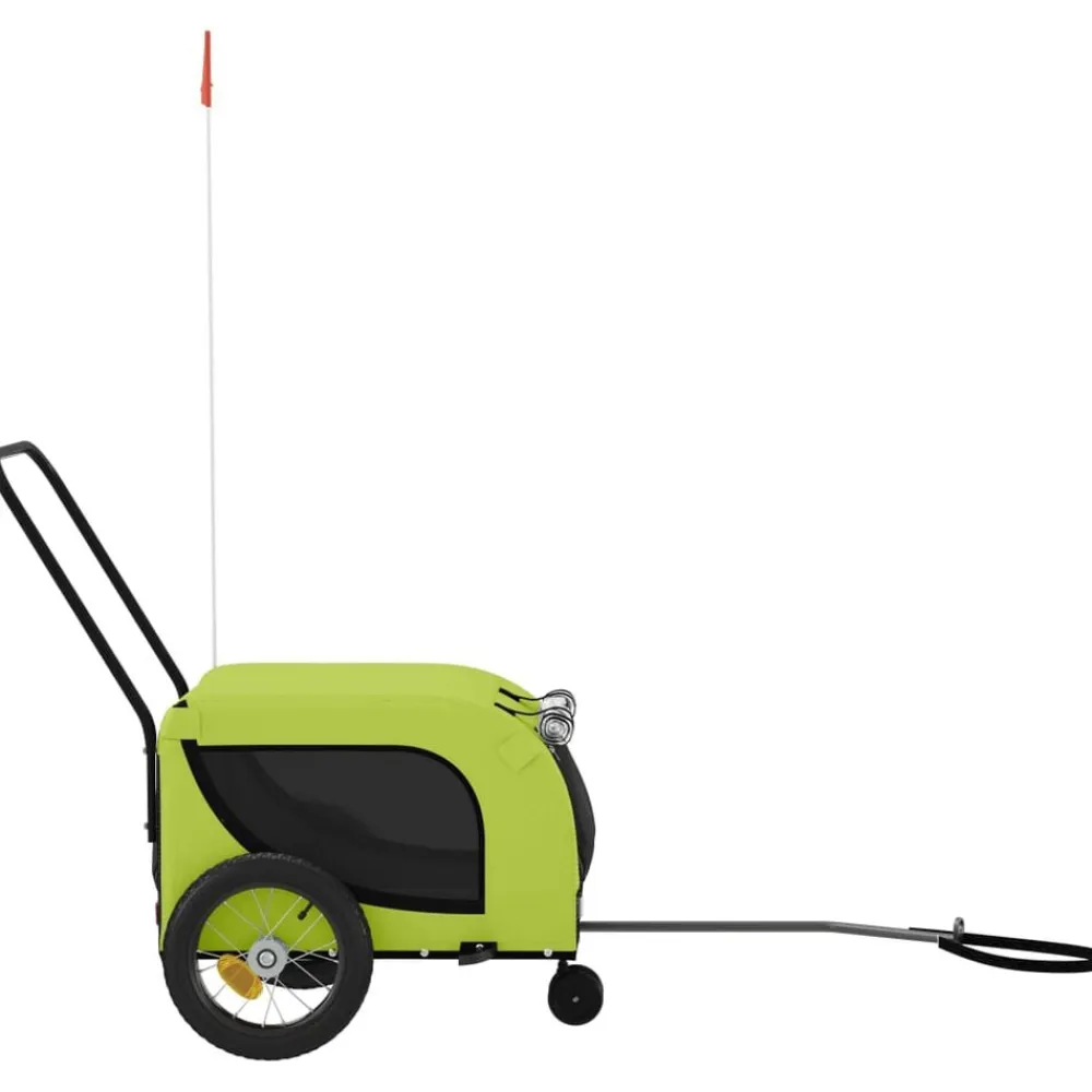 vidaXL Productos Para Mascotas-Remolque de bicicleta mascotas hierro tela Oxford verde negro