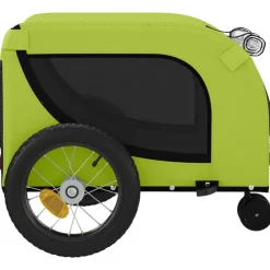 vidaXL Productos Para Mascotas-Remolque de bicicleta mascotas hierro tela Oxford verde negro