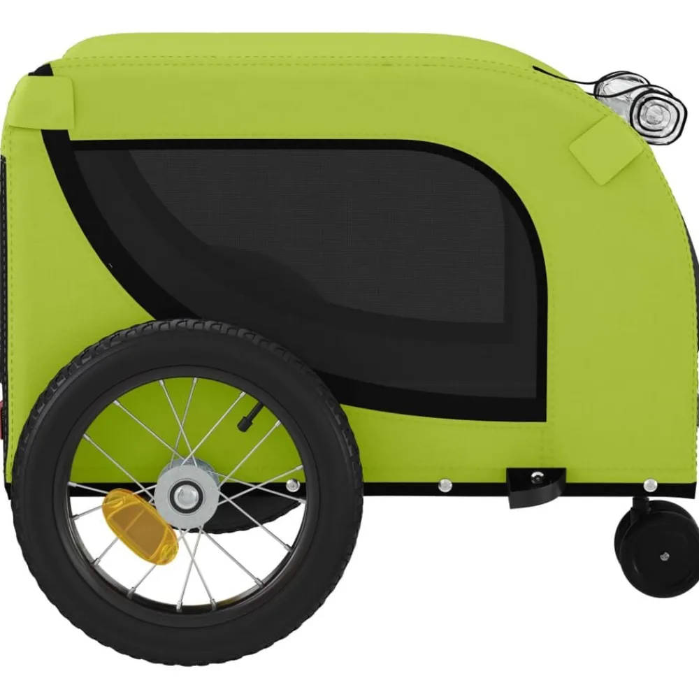 vidaXL Productos Para Mascotas-Remolque de bicicleta mascotas hierro tela Oxford verde negro