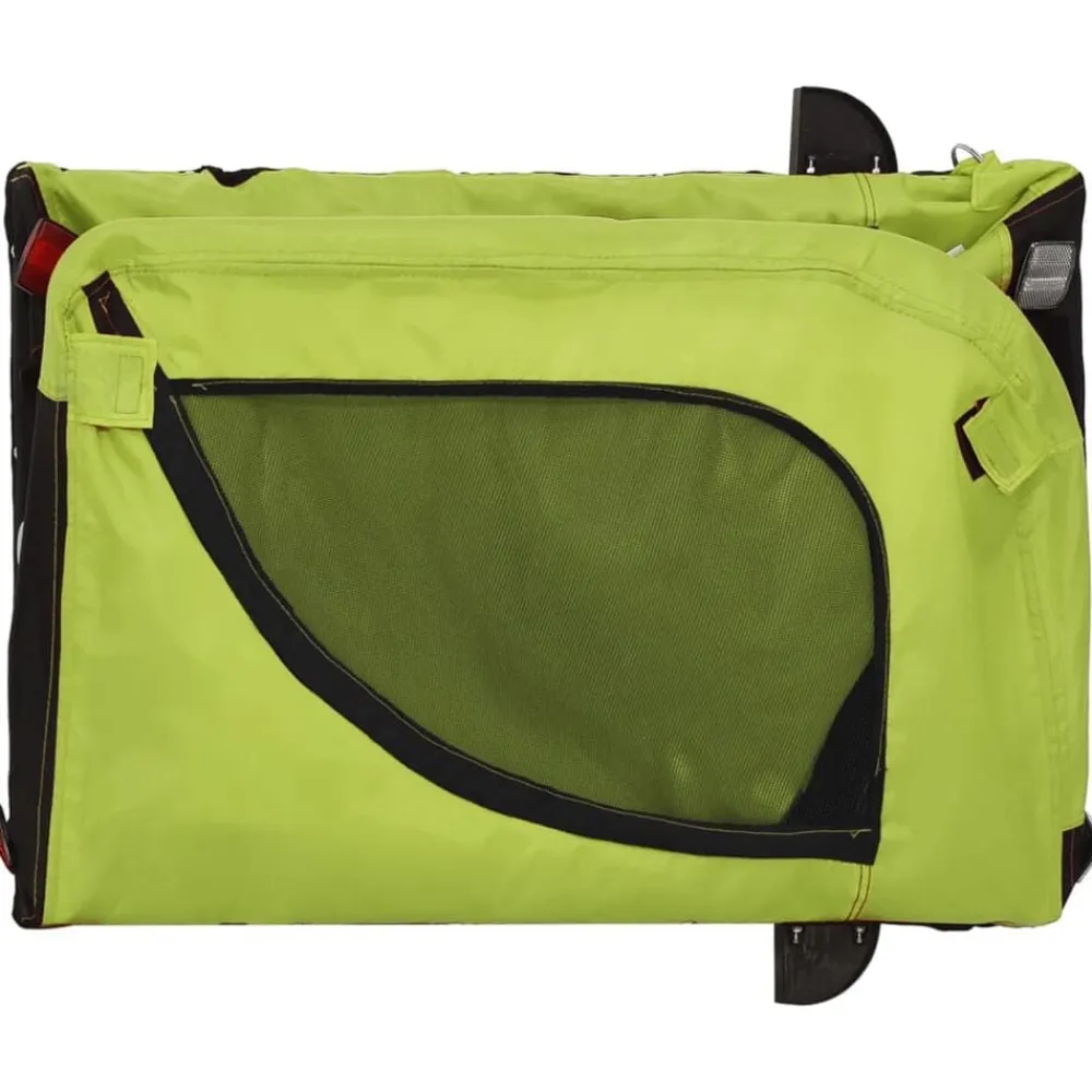 vidaXL Productos Para Mascotas-Remolque de bicicleta mascotas hierro tela Oxford verde negro