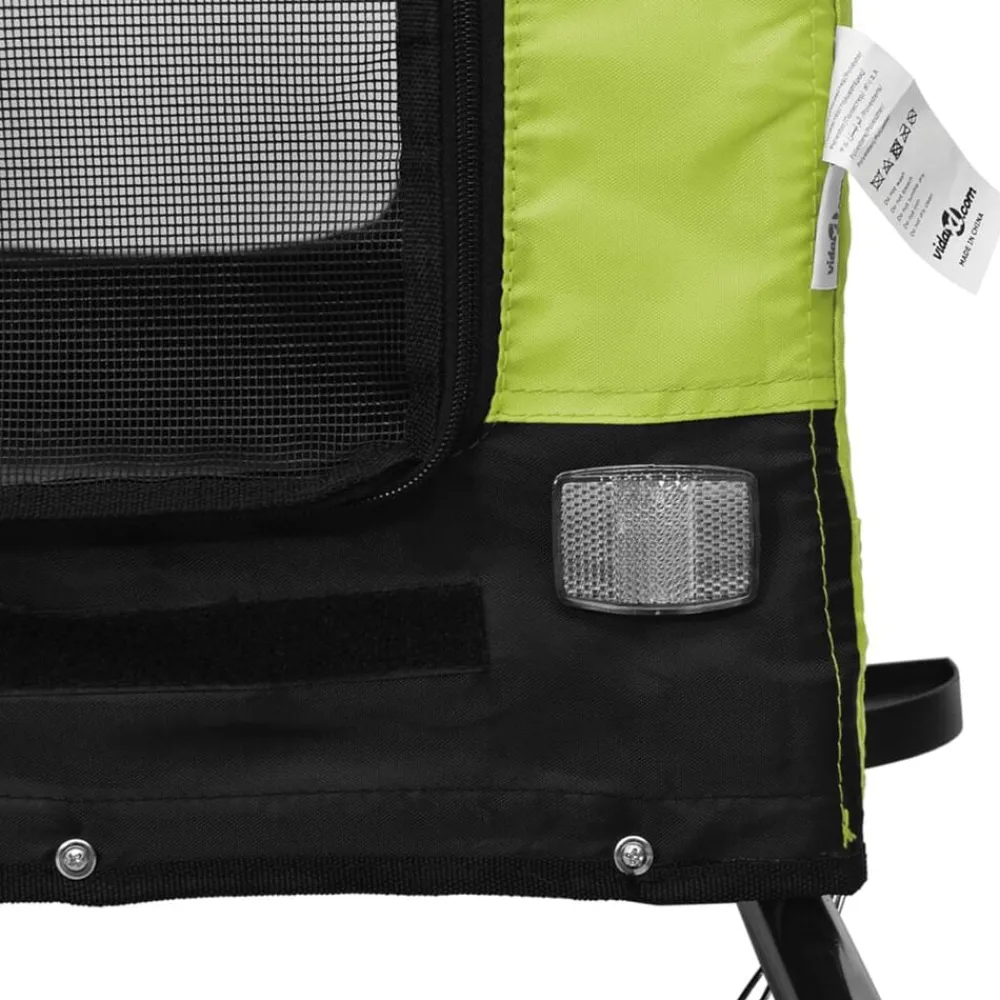 vidaXL Productos Para Mascotas-Remolque de bicicleta mascotas hierro tela Oxford verde negro