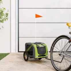 vidaXL Productos Para Mascotas-Remolque de bicicleta mascotas hierro tela Oxford gris